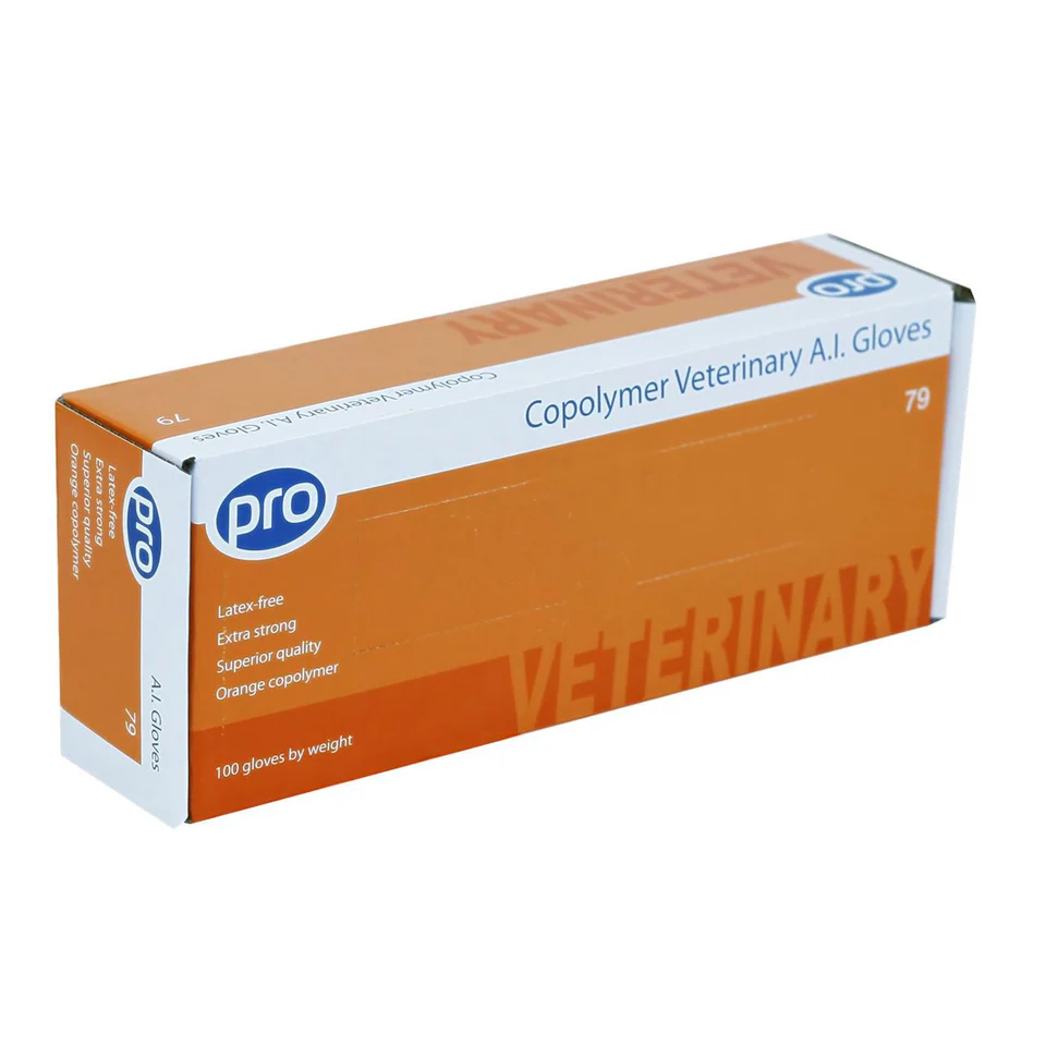 Copolymer Veterinary AI Gloves Orange 100pk
